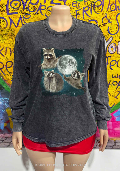 Raccoon Moon Y2K Washed Long Sleeves Cherrykitten