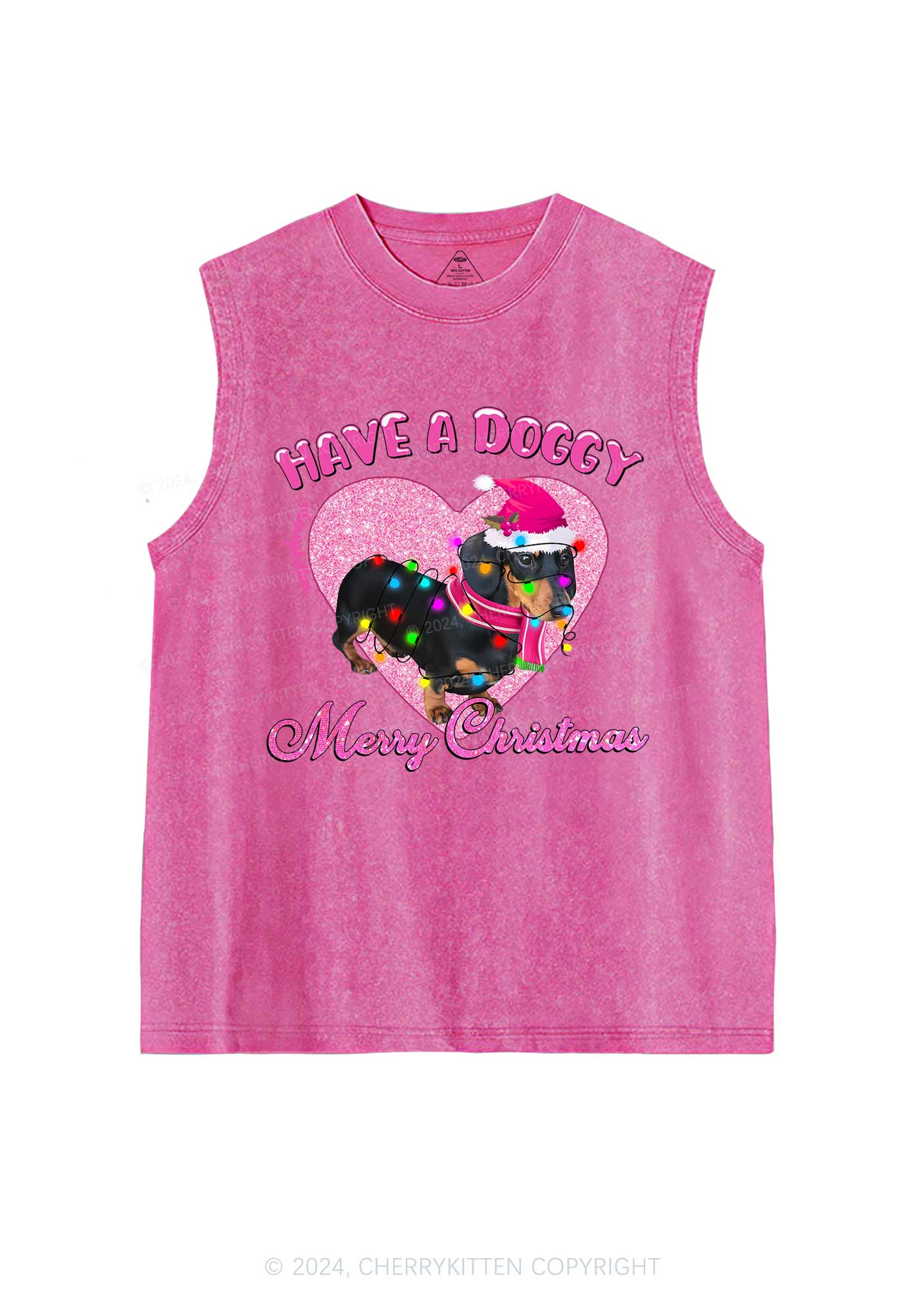 Have A Doggy Christmas Y2K Washed Tank Cherrykitten