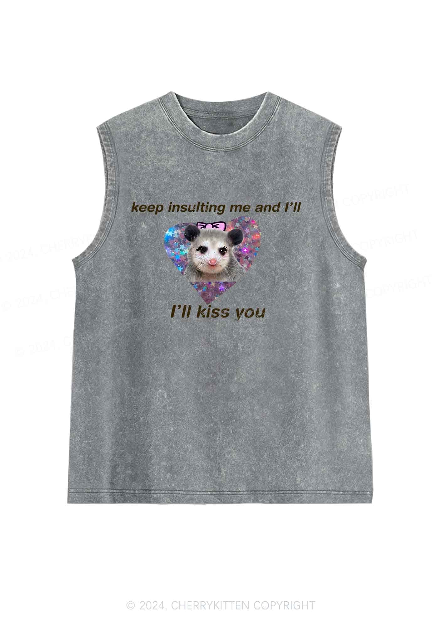 Keep Insulting Me And I'll Kiss You Y2K Washed Tank Cherrykitten