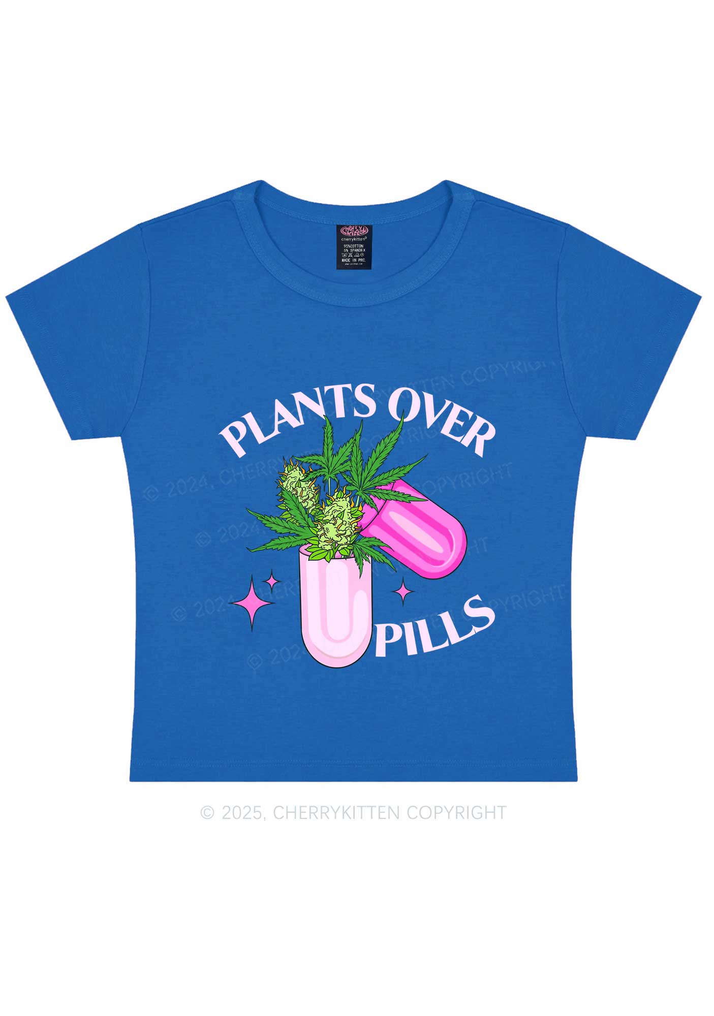 Plants Over Pills Y2K Baby Tee Cherrykitten