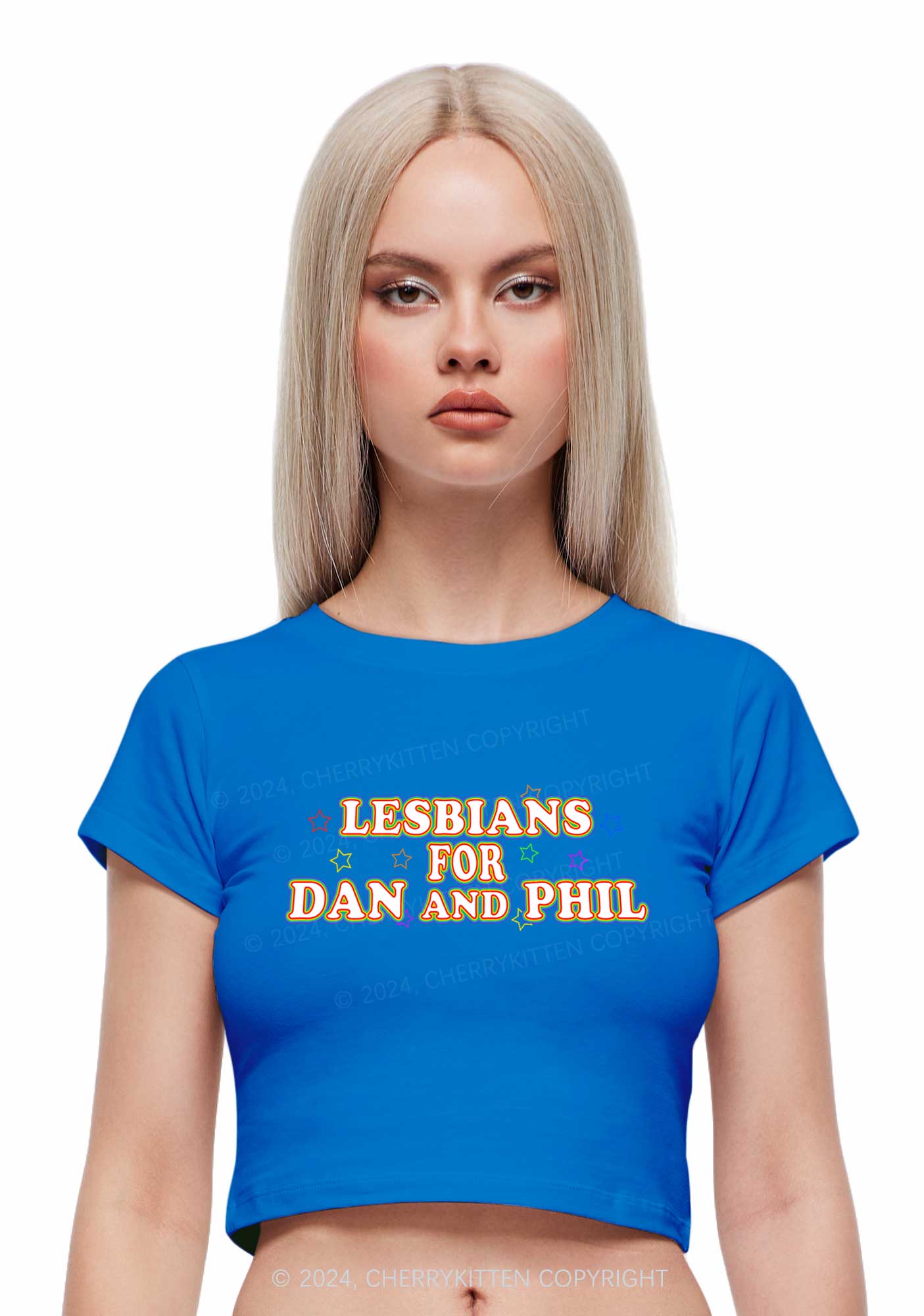 Lesbians For Dan Y2K Baby Tee Cherrykitten