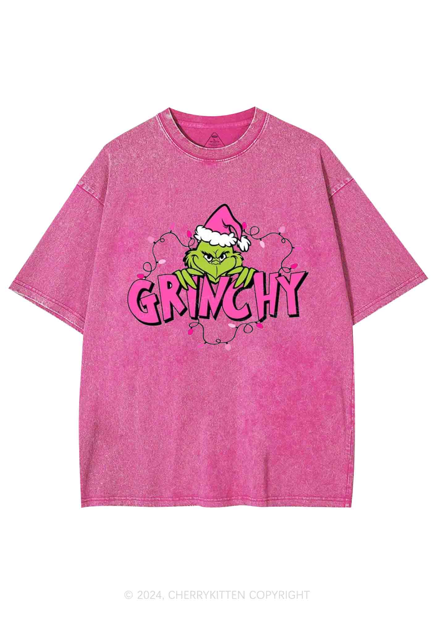 Christmas Pink Lights Y2K Washed Tee Cherrykitten