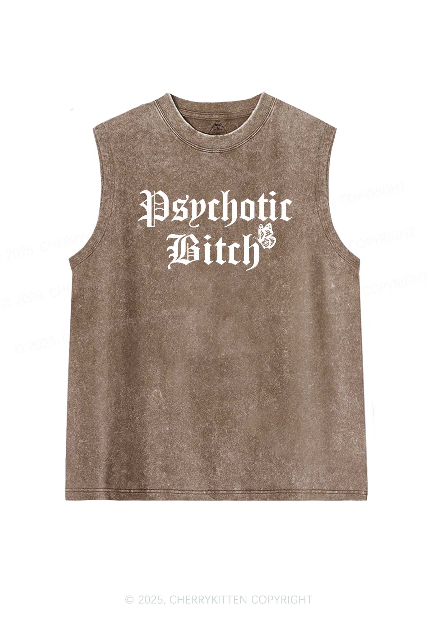 Psychotic Bxxch Y2K Washed Tank Cherrykitten