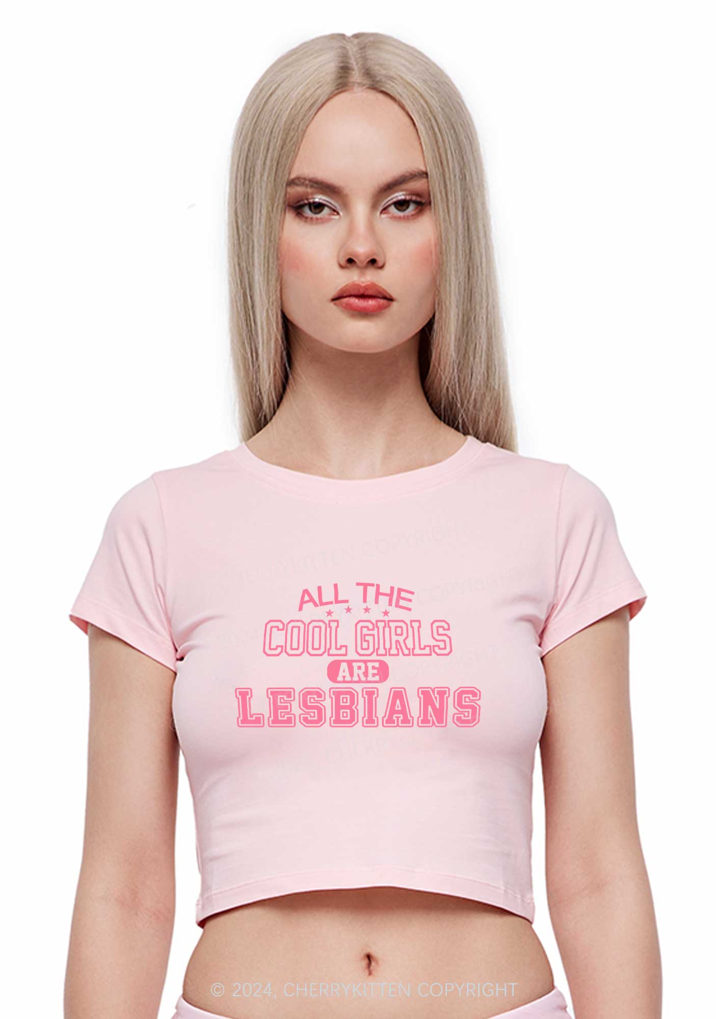 Cool Girls Are Lesbians Y2K Baby Tee Cherrykitten