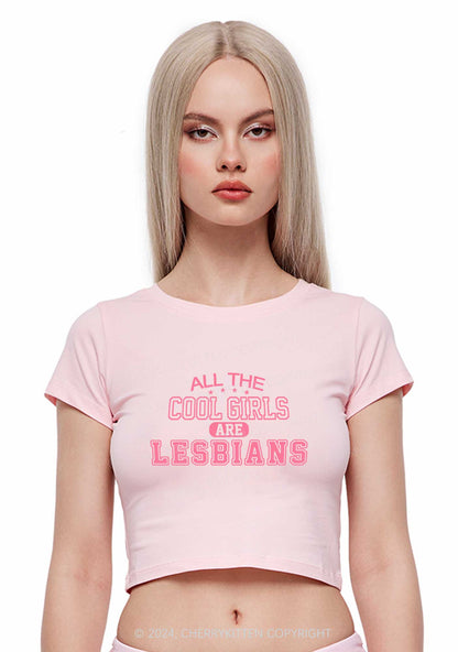 Cool Girls Are Lesbians Y2K Baby Tee Cherrykitten