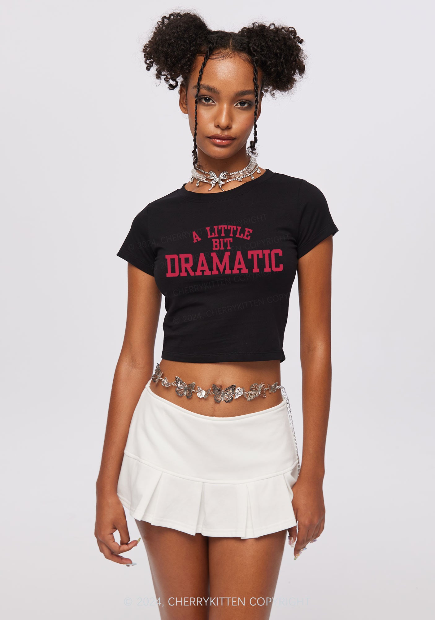 A Little Bit Dramatic Y2k Baby Tee