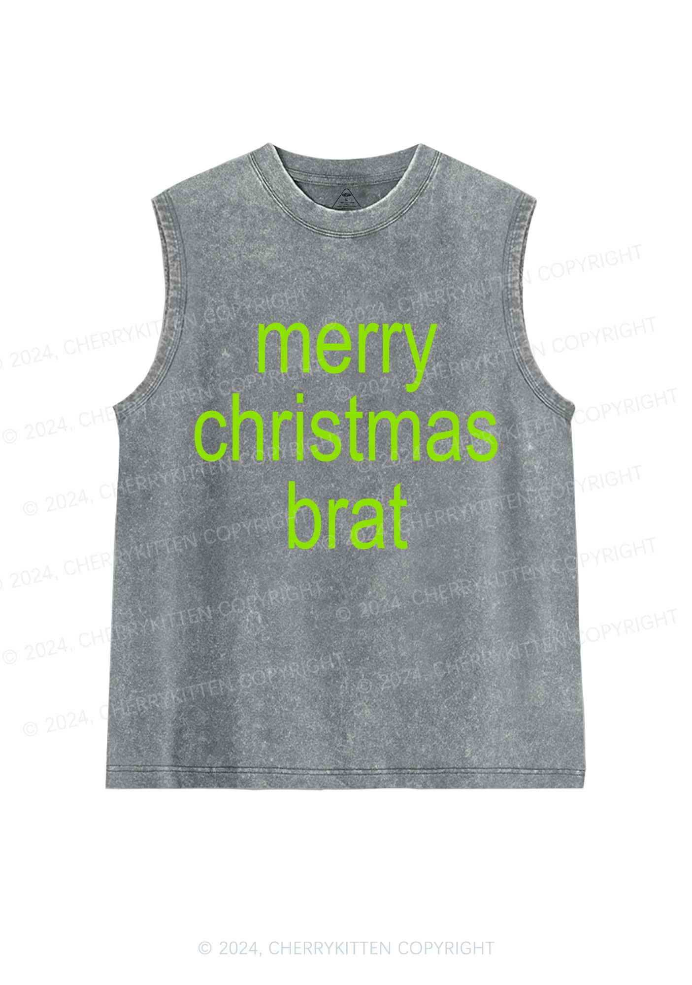 Merry Christmas Brat Y2K Washed Tank Cherrykitten