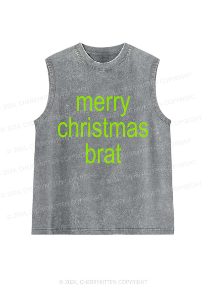 Merry Christmas Brat Y2K Washed Tank Cherrykitten