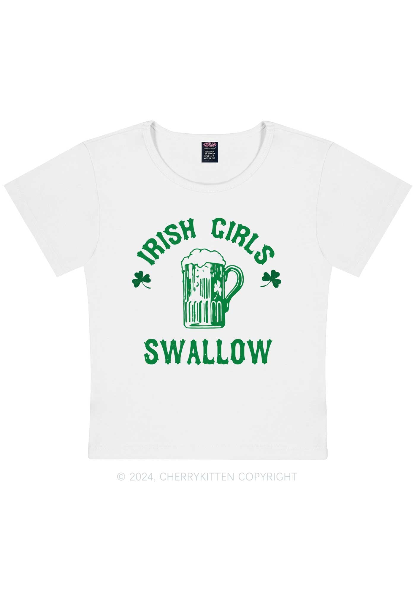 Irish Girls Swallow St Patricks Y2K Baby Tee Cherrykitten