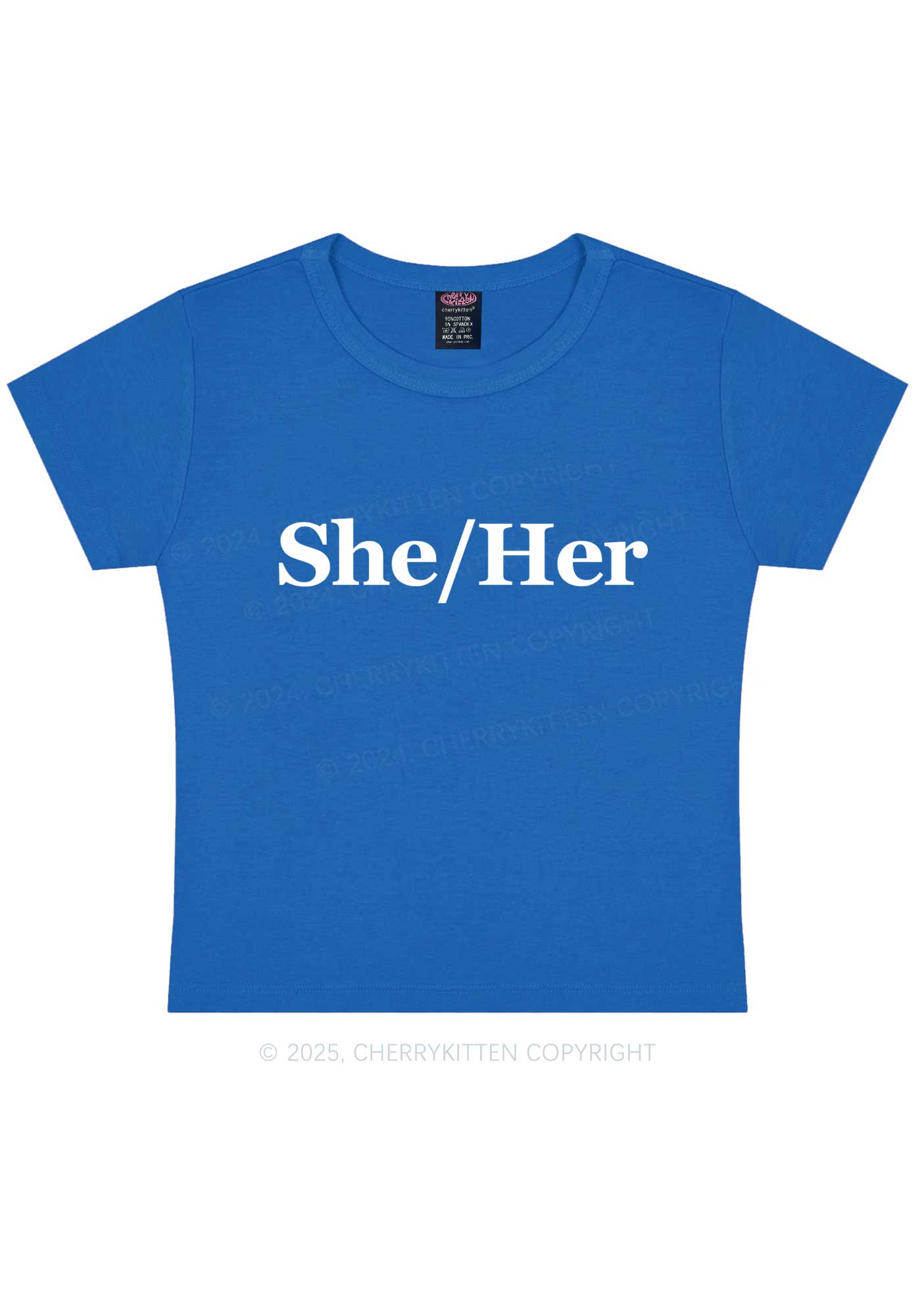 She Or Her Y2K Baby Tee Cherrykitten