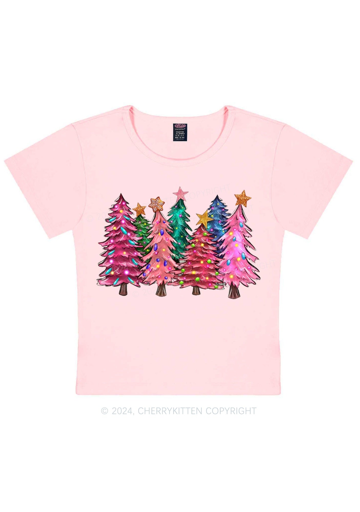 Christmas Pink Tree Y2K Baby Tee Cherrykitten