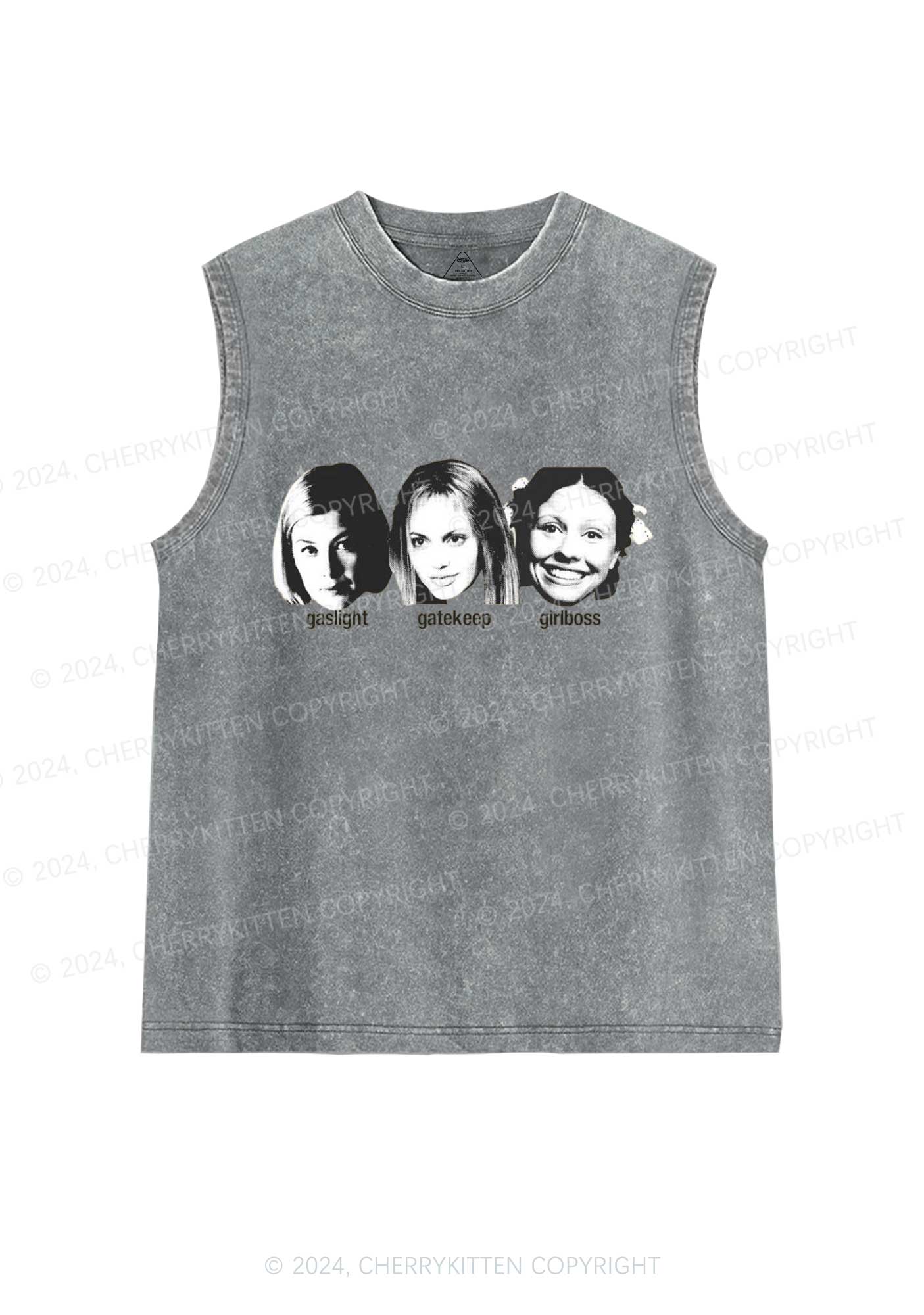 Halloween Girlboss Sticker Y2K Washed Tank Cherrykitten