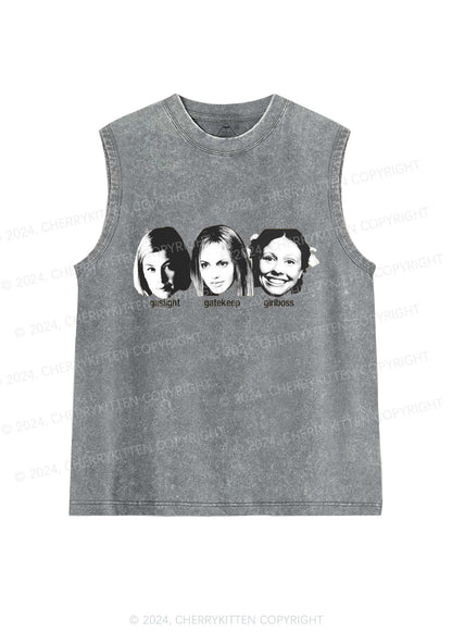 Halloween Girlboss Sticker Y2K Washed Tank Cherrykitten