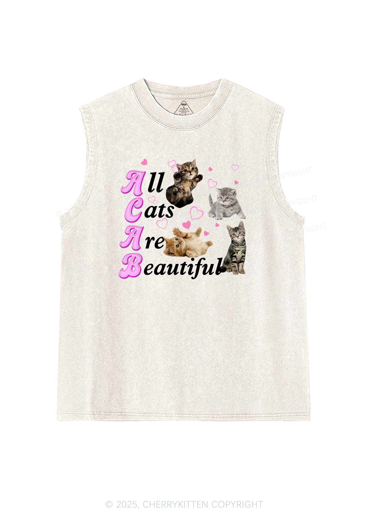 All Cats Are Beautiful Y2K Washed Tank Cherrykitten