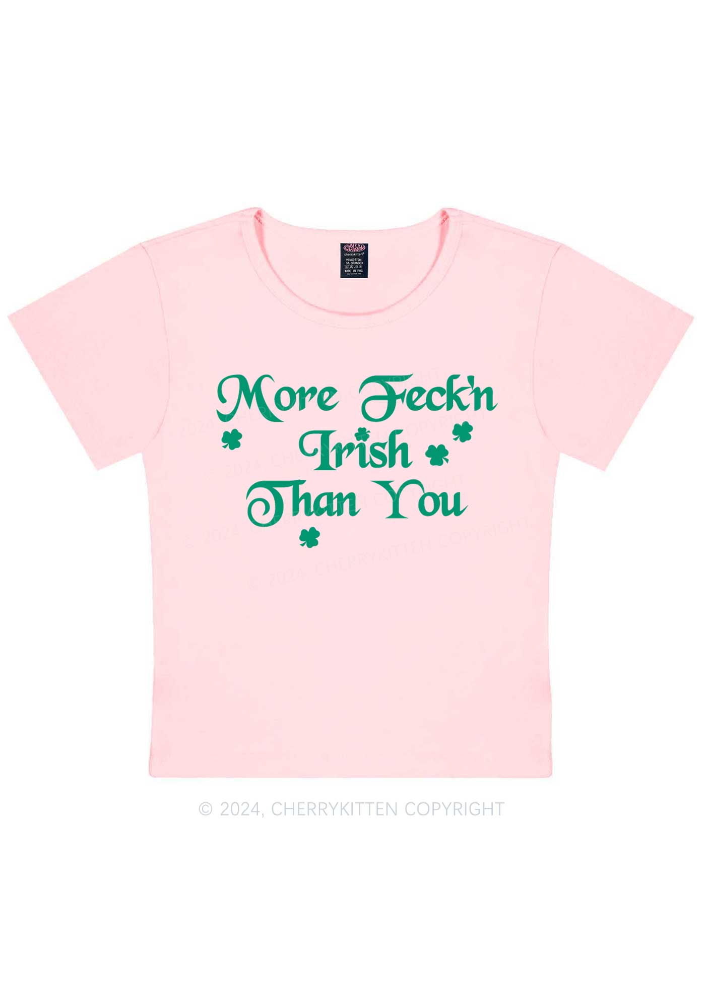 More Feckn Irish Than You St Patricks Y2K Baby Tee Cherrykitten