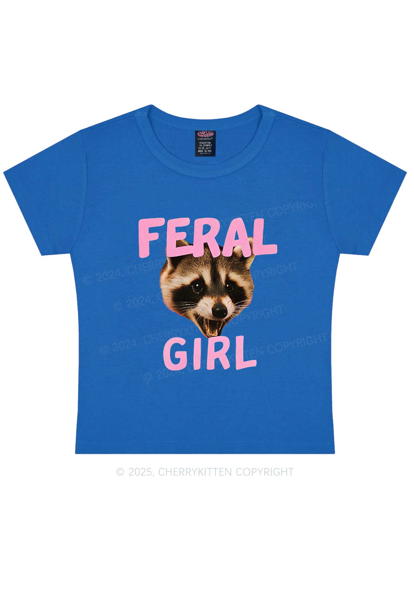 Feral Girl Raccoon Y2K Baby Tee Cherrykitten