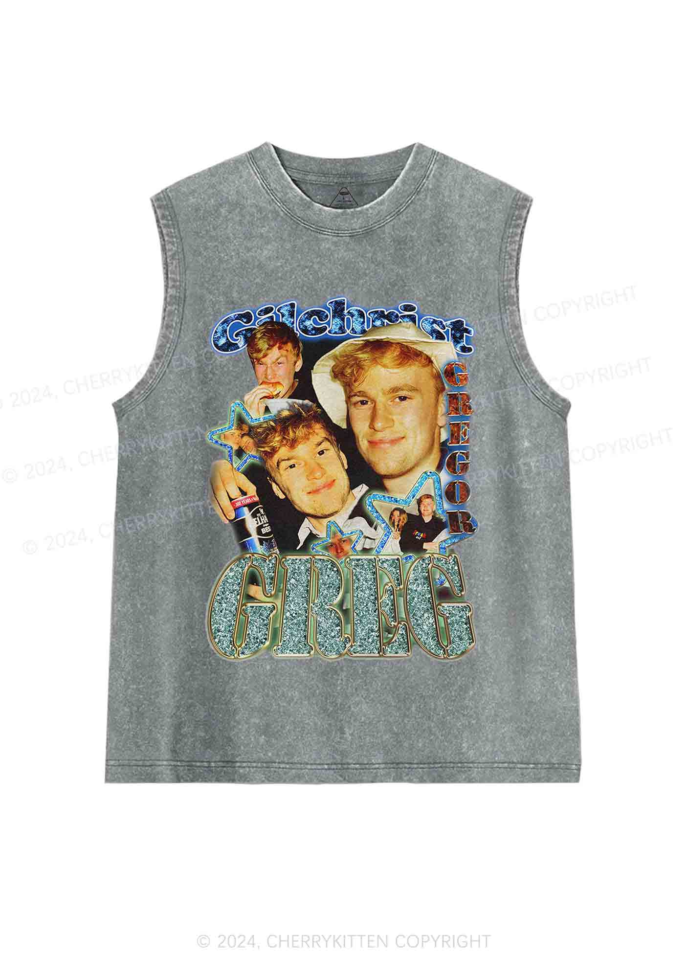 Custom Vintage 90s Design Y2K Washed Tank Cherrykitten