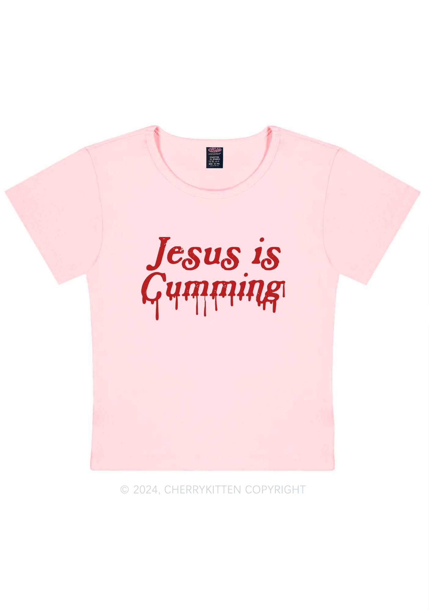 Jesus Is Cumming Y2K Baby Tee Cherrykitten