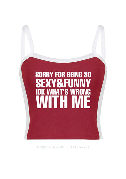 Sorry For Being So Funny Y2K Color Block Crop Cami Top Cherrykitten