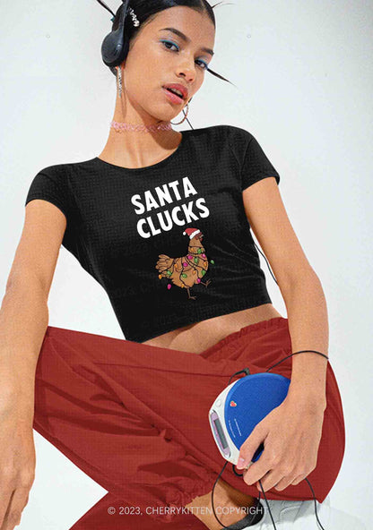 Santa Hat Clucks Christmas Y2K Baby Tee Cherrykitten