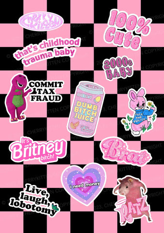 Cherrykitten Cherrykitten Favorites Y2K Stickers Pack Of 11 for Sale