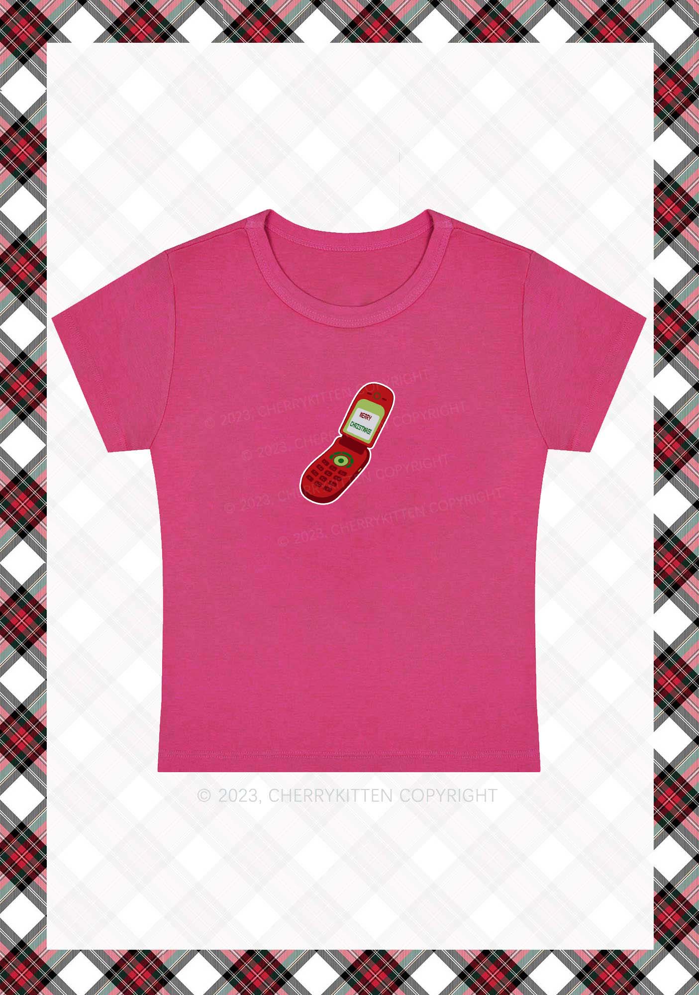 Merry Christmas Cell Phone Baby Tee Cherrykitten