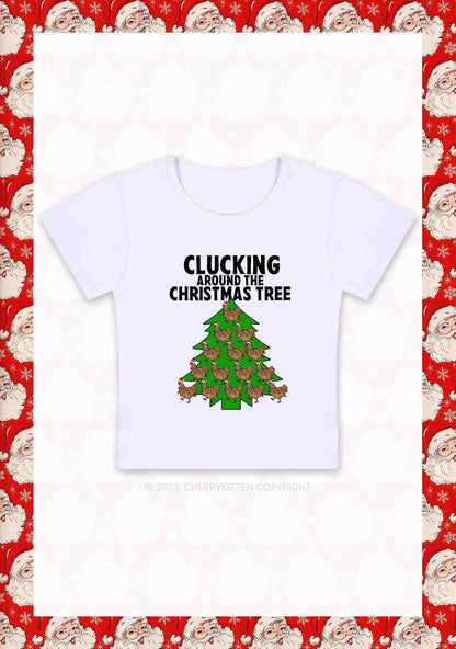 Clucking Around The Christmas Tree Y2K Baby Tee Cherrykitten