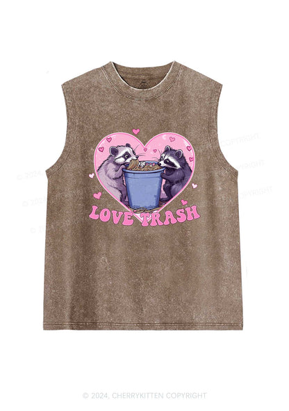 Love Trash Raccoon Y2K Valentine's Day Washed Tank Cherrykitten