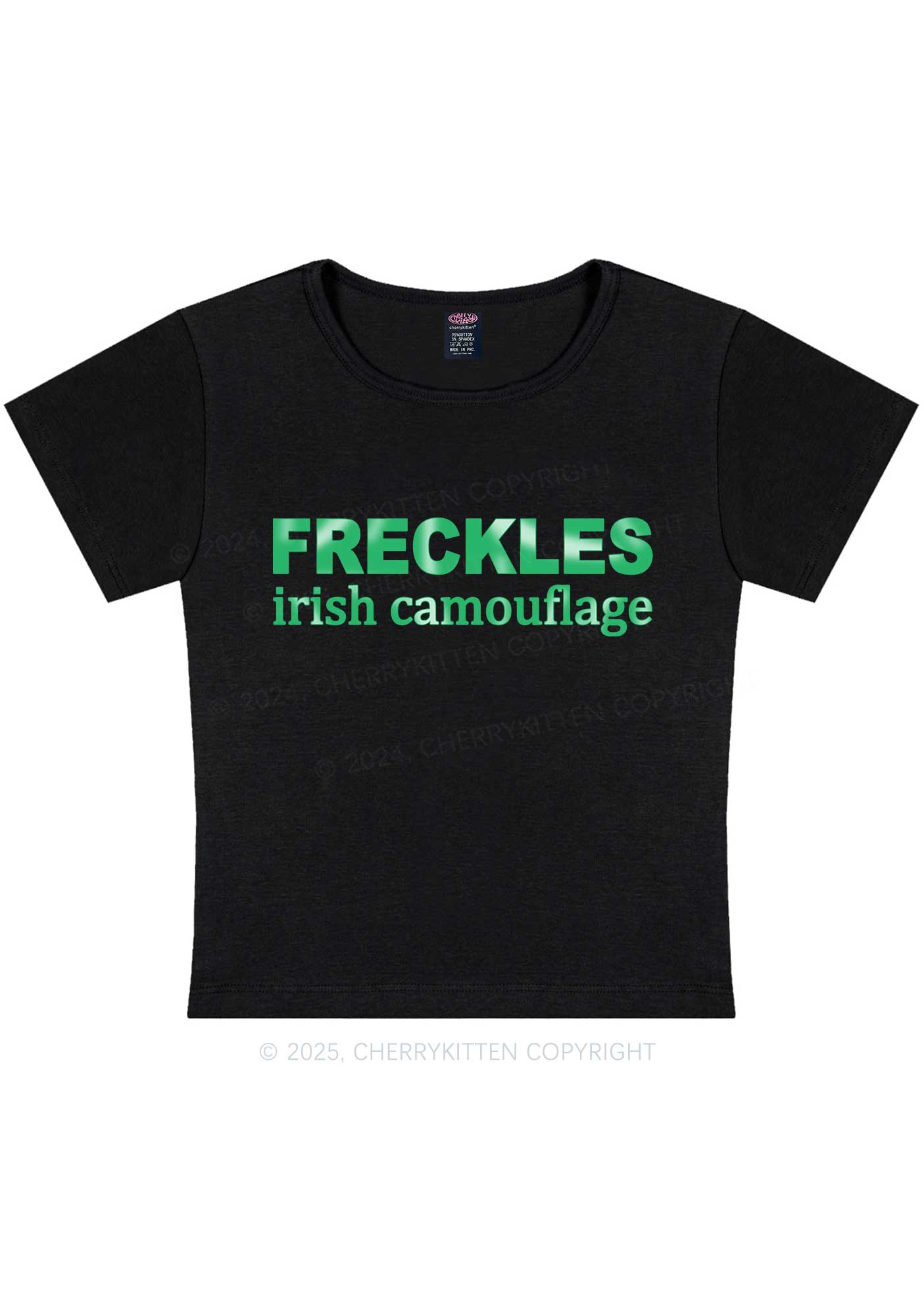 Freckles Irish Camouflage St Patricks Y2K Baby Tee Cherrykitten