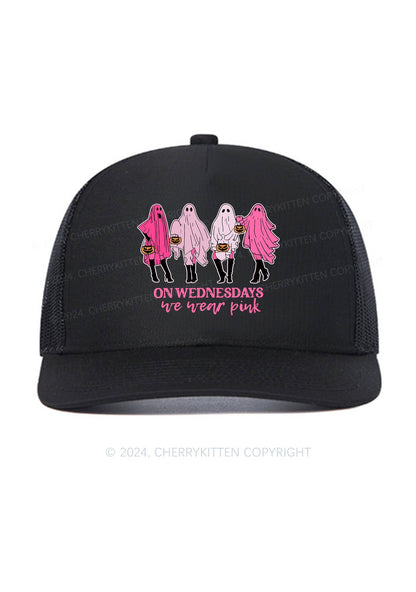 Pink Ghost Halloween Y2K Trucker Mesh Hat Cherrykitten