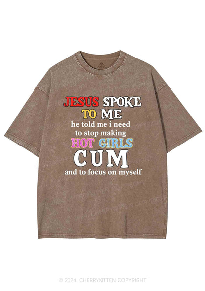 Stop Making Hot Girls Cum Y2K Washed Tee Cherrykitten