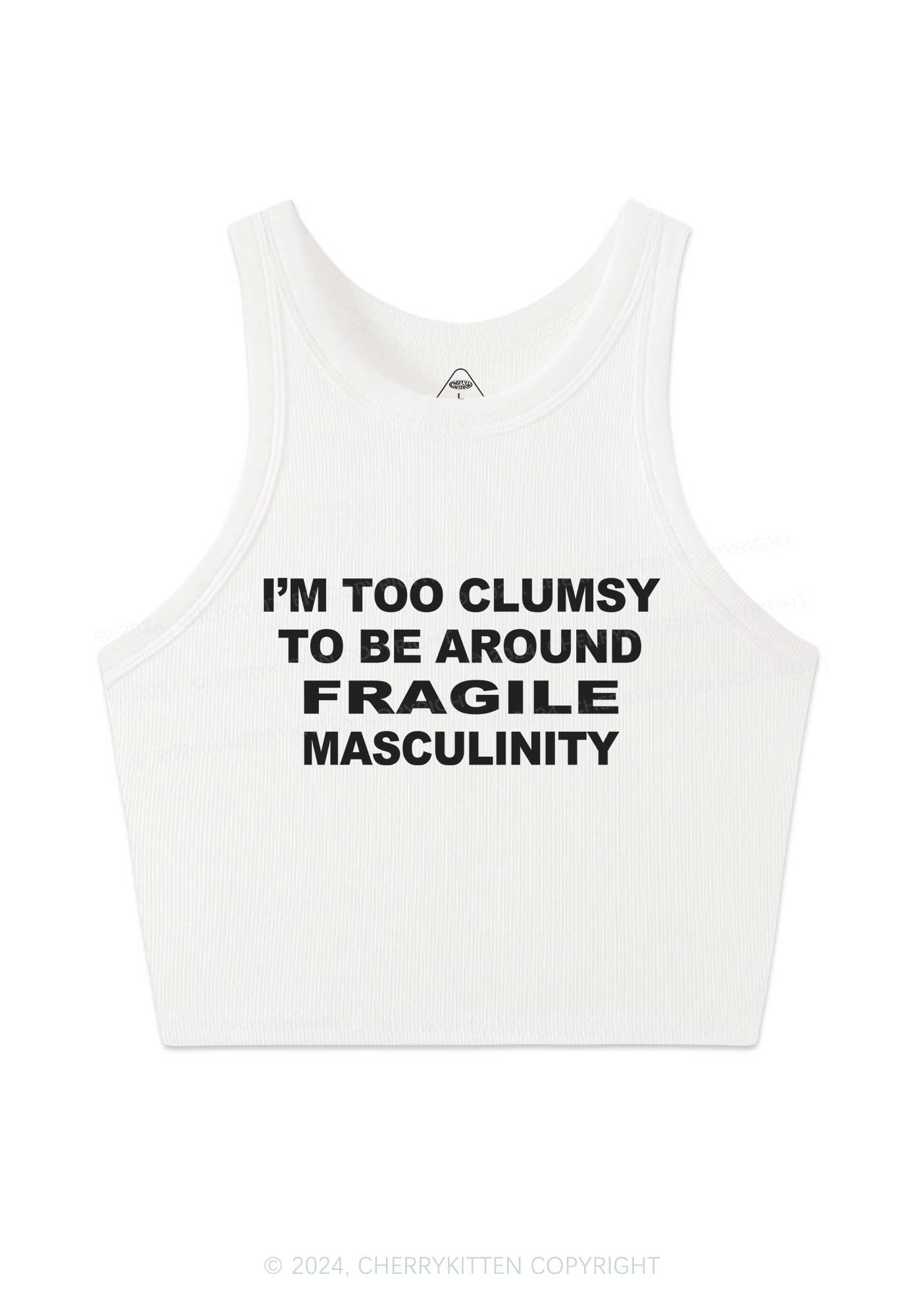 I'm Too Clumsy Y2K Crop Tank Top Cherrykitten