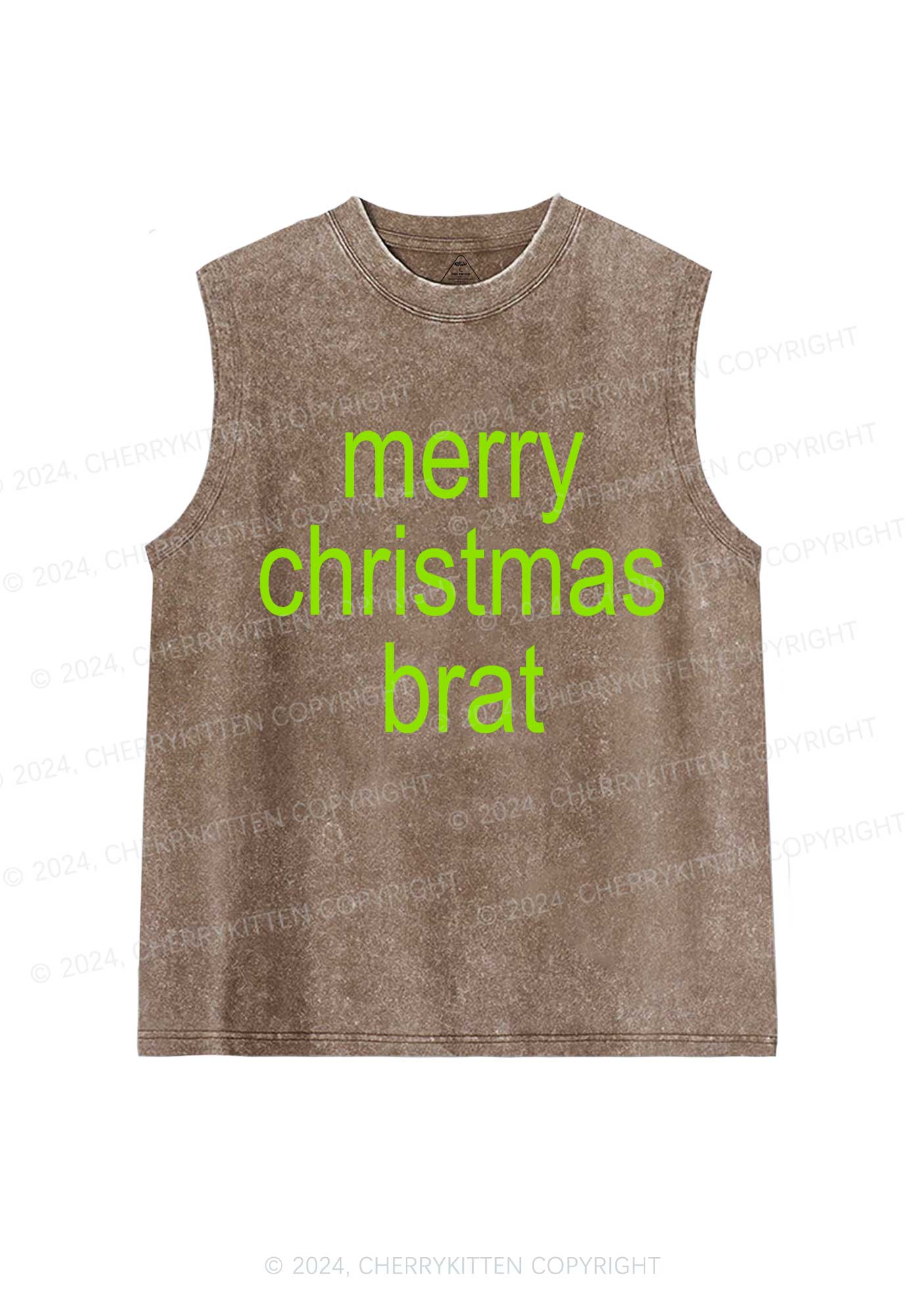 Merry Christmas Brat Y2K Washed Tank Cherrykitten