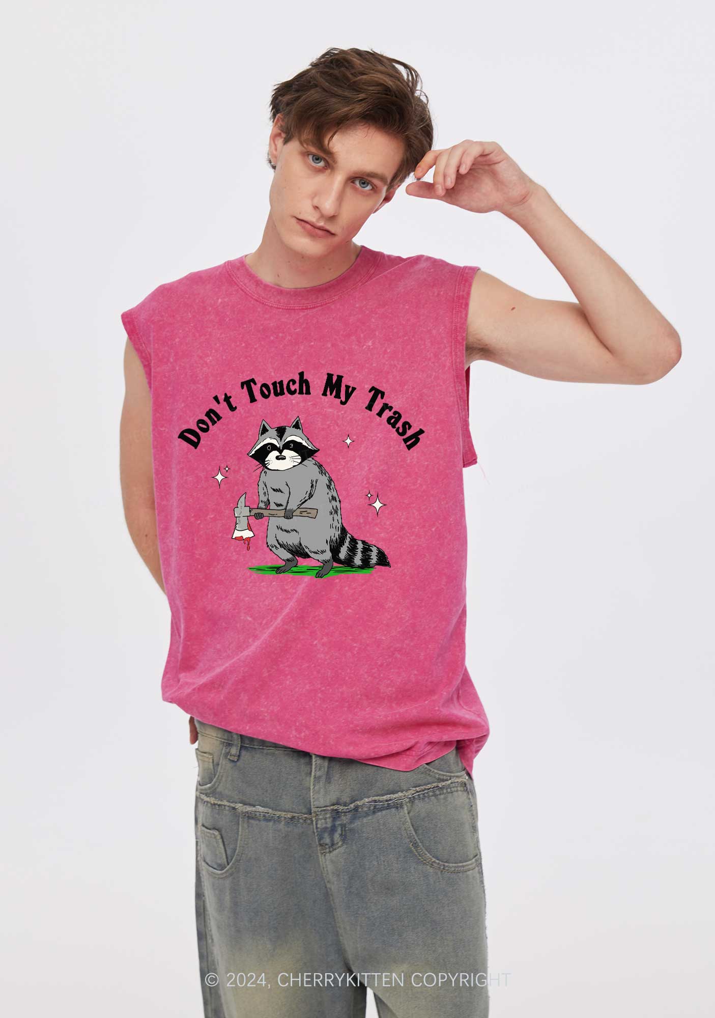 Dont Touch My Trash Y2K Washed Tank Cherrykitten