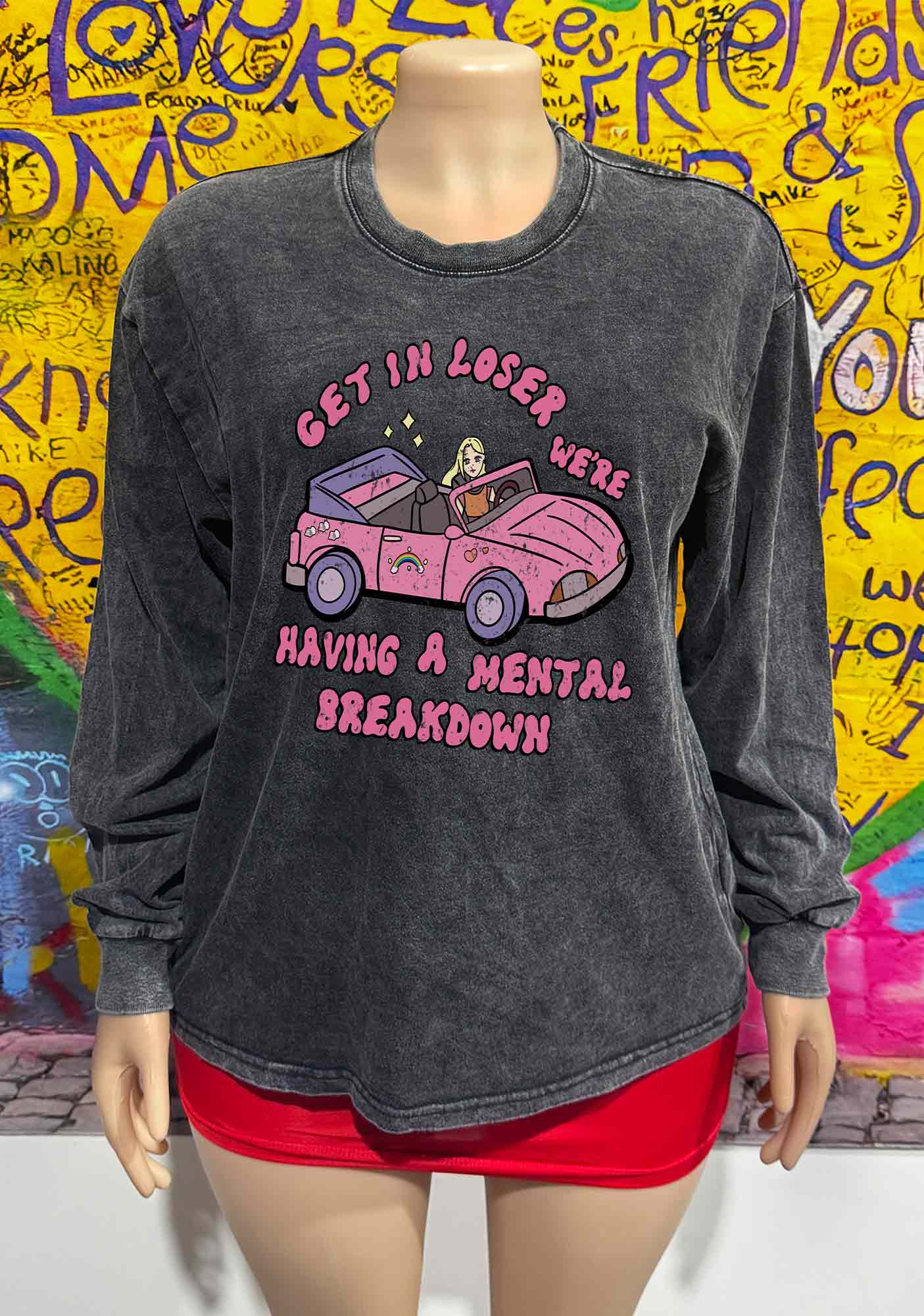 Get In The Car Y2K Washed Long Sleeves Cherrykitten