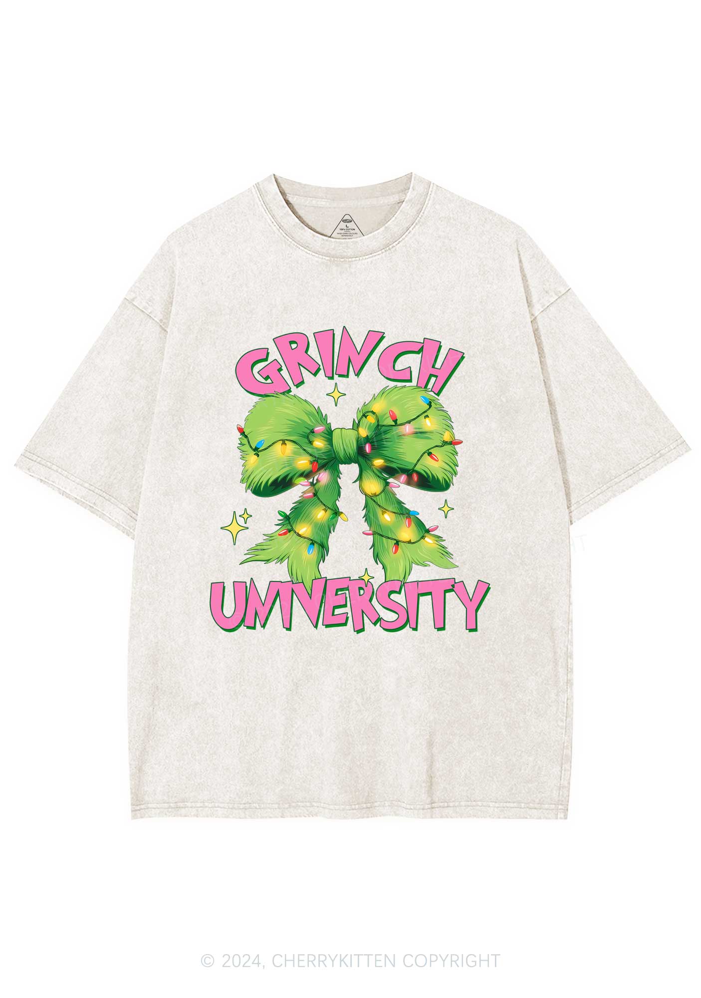 Christmas Green University Y2K Washed Tee Cherrykitten