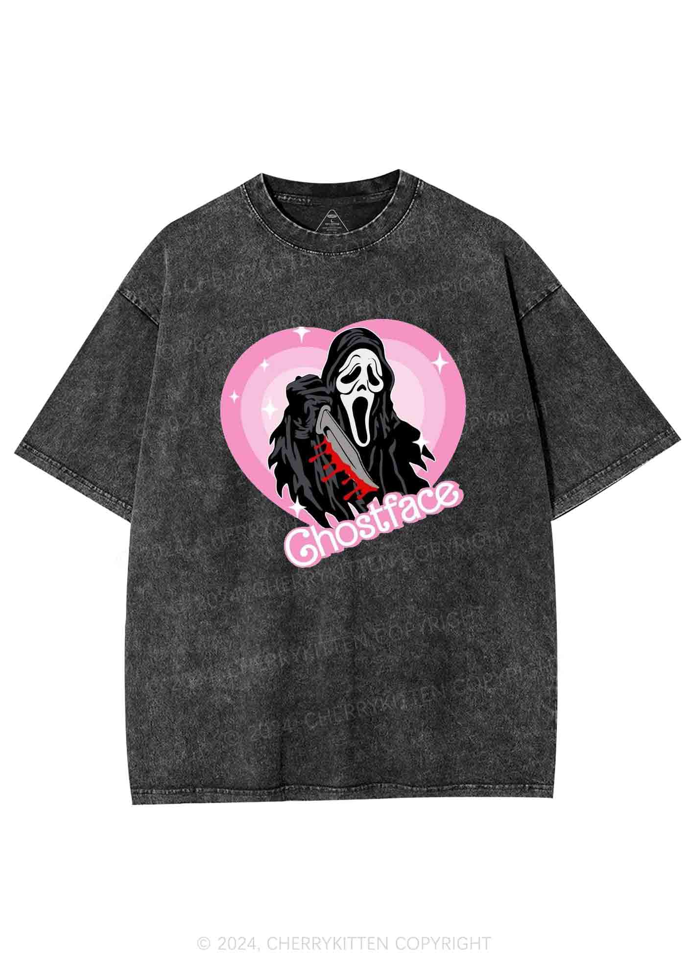 Halloween Pink Ghost Y2K Washed Tee Cherrykitten