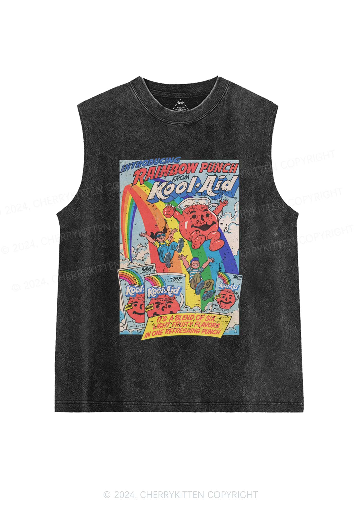 Rainbow Punch Y2K Washed Tank Cherrykitten