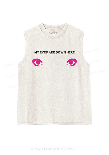 My Eyes Are Down Here Y2K Washed Tank Cherrykitten