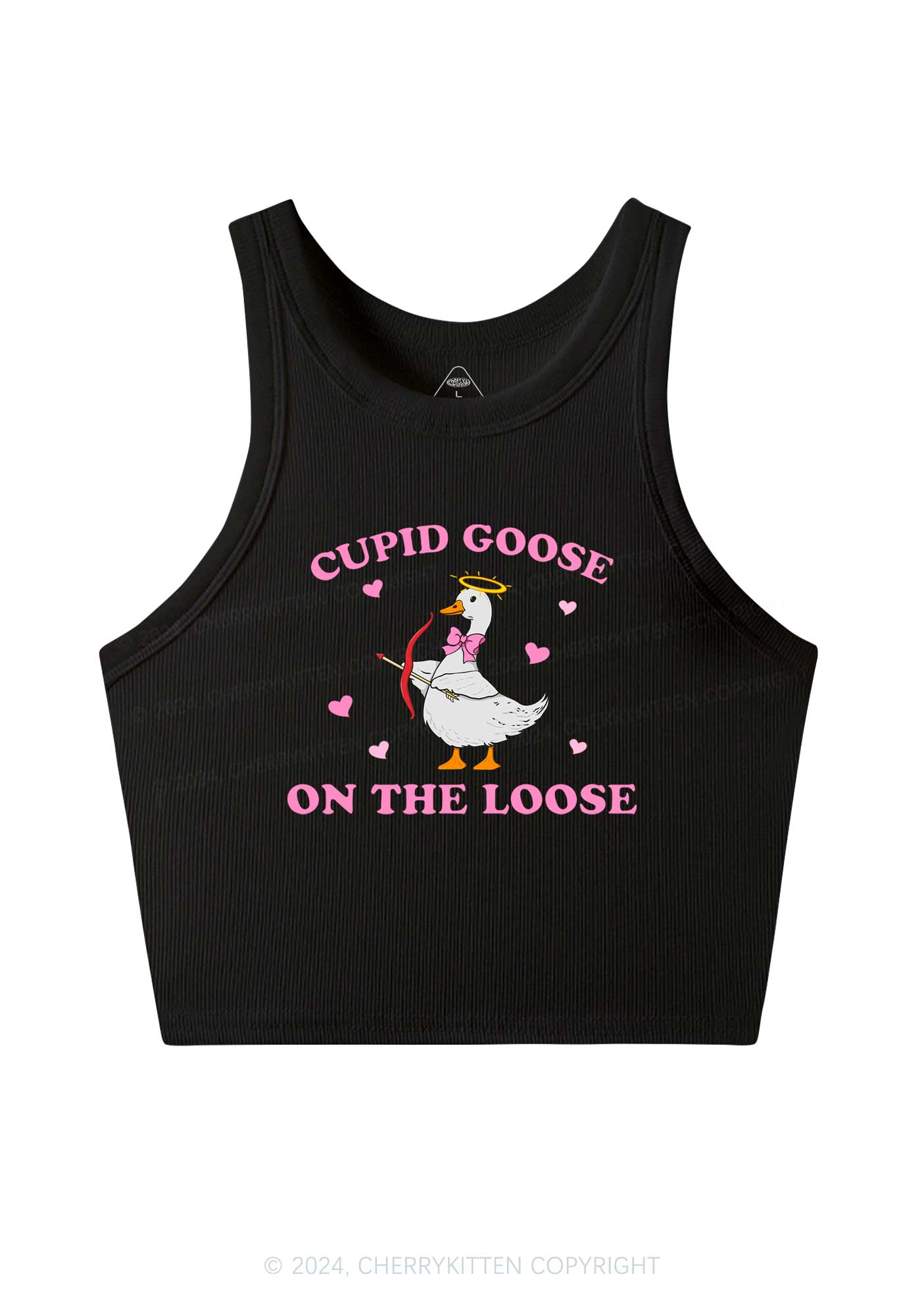 Cupid Goose Y2K Valentine's Day Crop Tank Top Cherrykitten