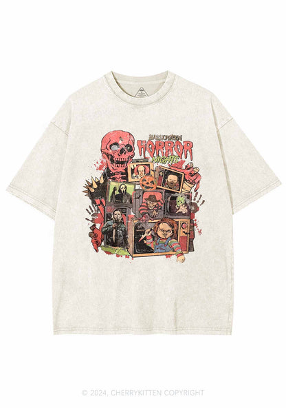 Halloween Horror Movies Characters Y2K Washed Tee Cherrykitten