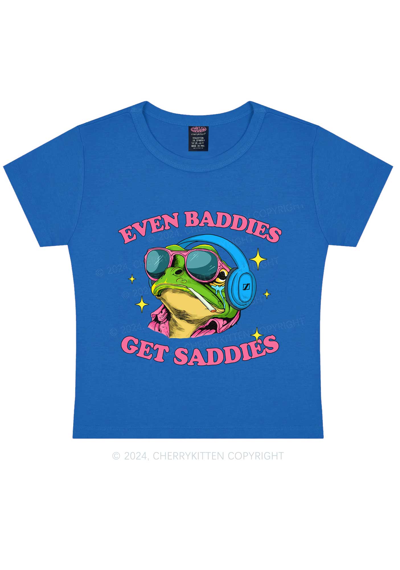 Baddies Frog Get Saddies Y2K Baby Tee Cherrykitten