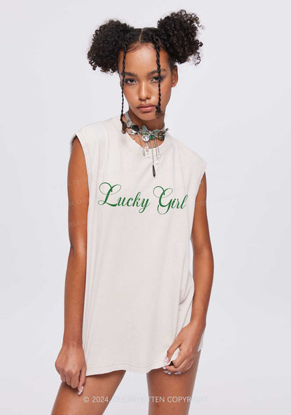 Lucky Girl St Patricks Y2K Washed Tank Cherrykitten