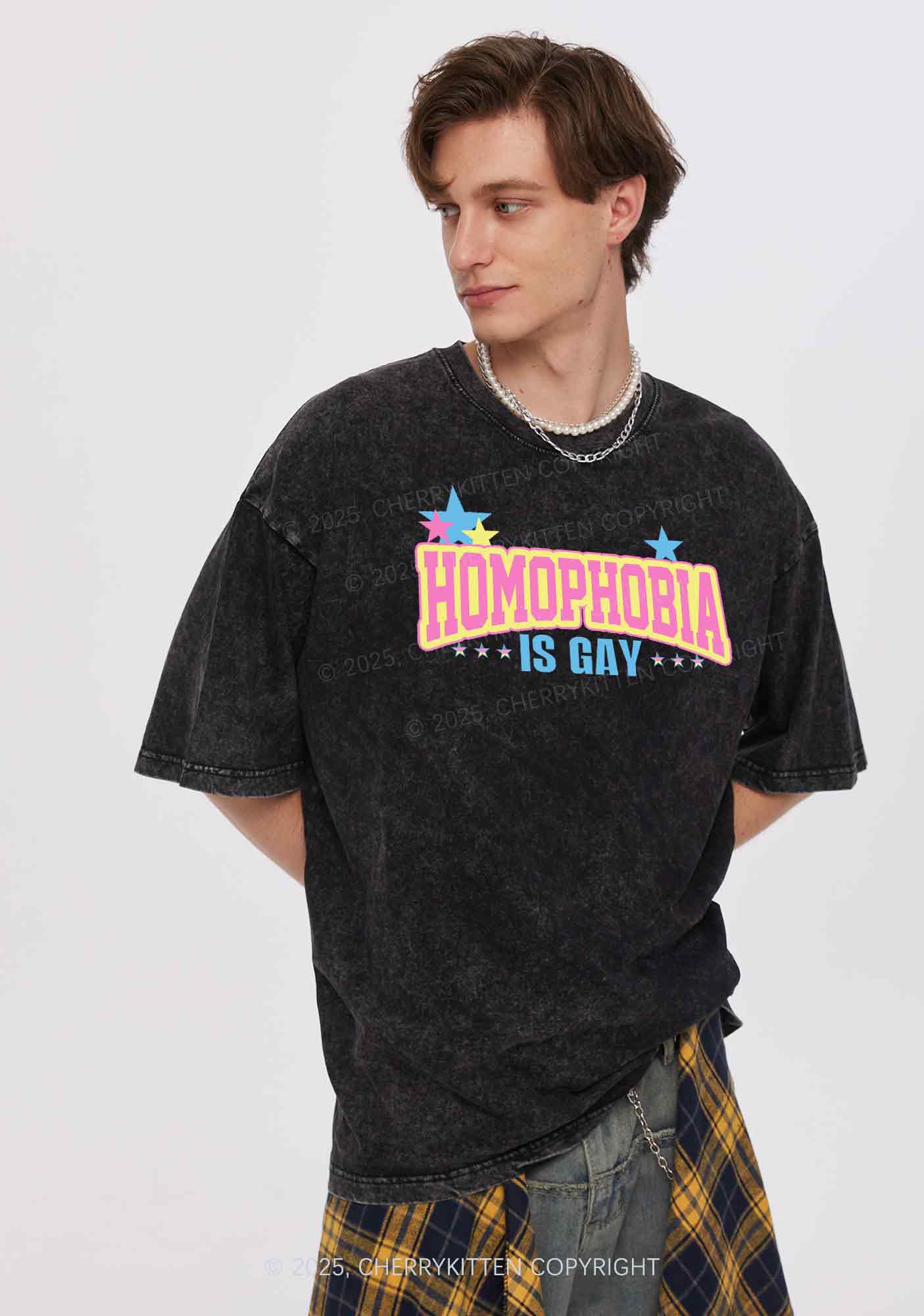 Homophobia Is Gay Y2K Washed Tee Cherrykitten