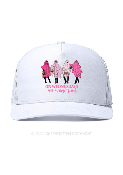 Pink Ghost Halloween Y2K Trucker Mesh Hat Cherrykitten