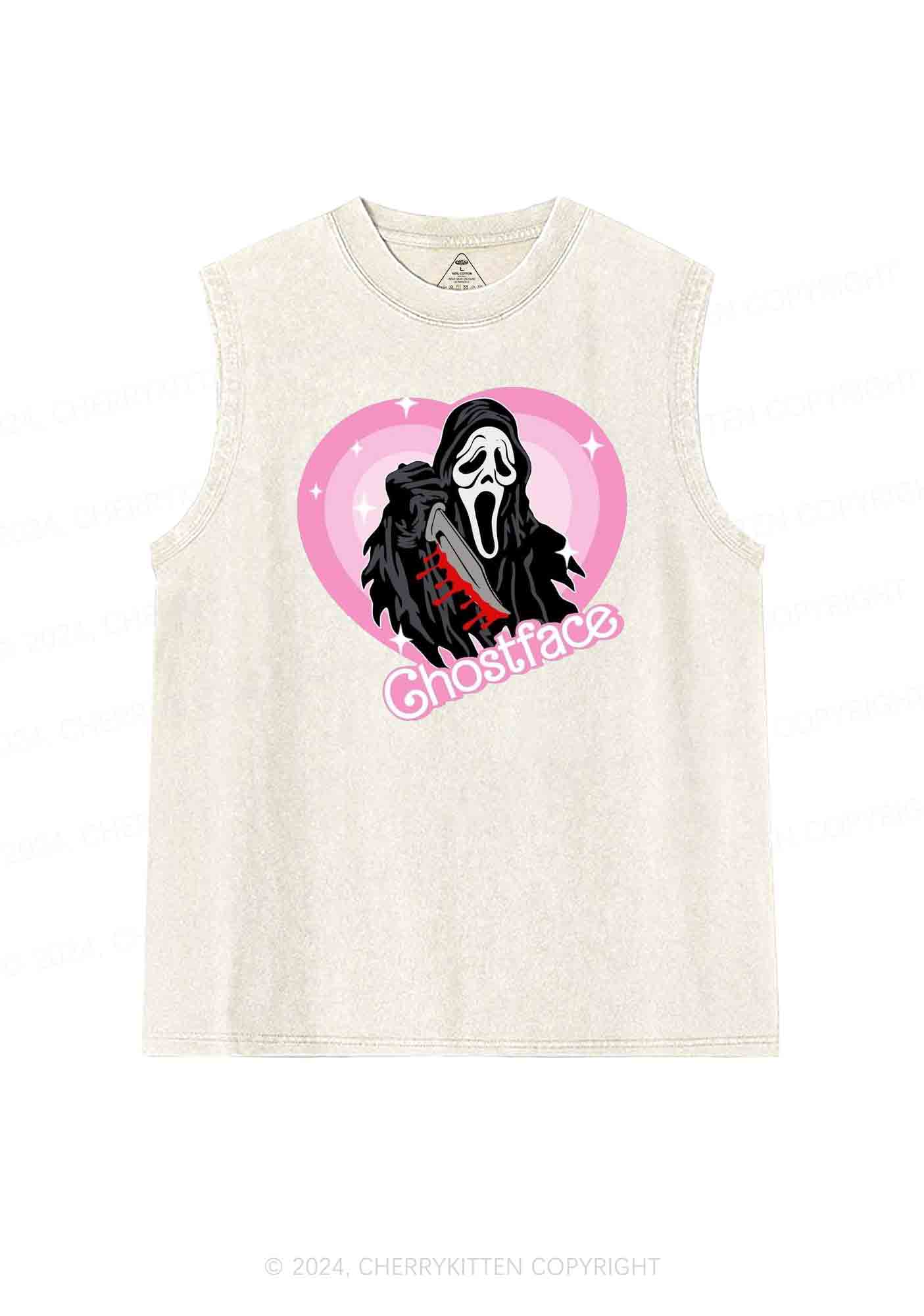 Halloween Pink Ghost Y2K Washed Tank Cherrykitten