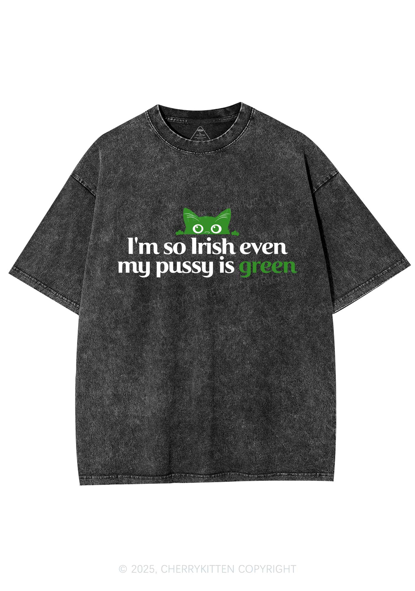 Green Puxxy St Patricks Y2K Washed Tee Cherrykitten