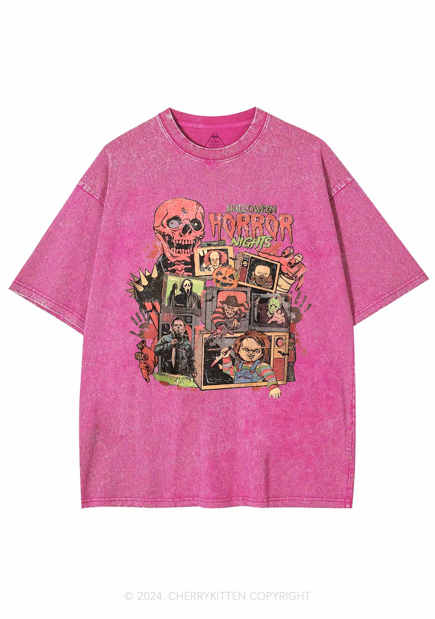 Halloween Horror Movies Characters Y2K Washed Tee Cherrykitten