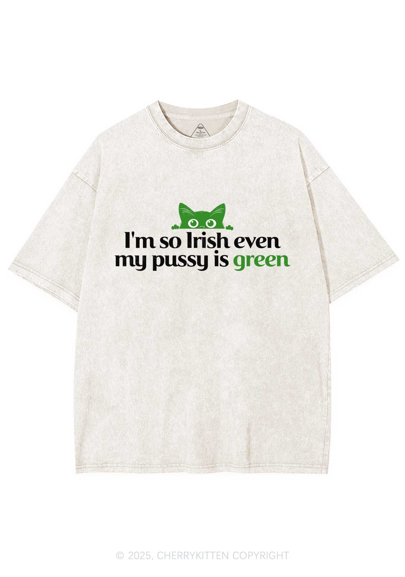 Green Puxxy St Patricks Y2K Washed Tee Cherrykitten