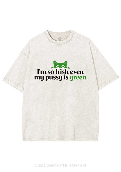 Green Puxxy St Patricks Y2K Washed Tee Cherrykitten